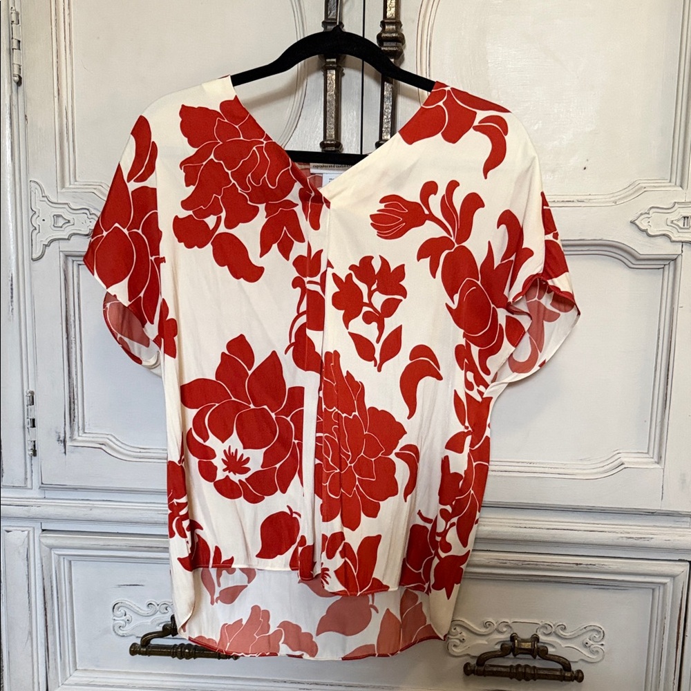 cupcakes & cashmere Red Floral Blouse